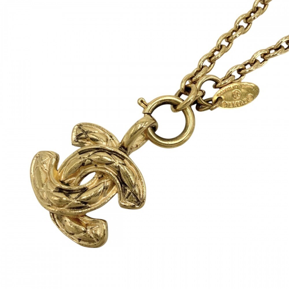 Chanel necklace for women, Matelassé design, Coco Mark, CHANEL GP gold, appro...